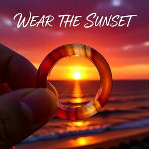 Apricot + Orange Bands ~ Agate Stone Band Size 7 ~ Friendship + Promise Rings